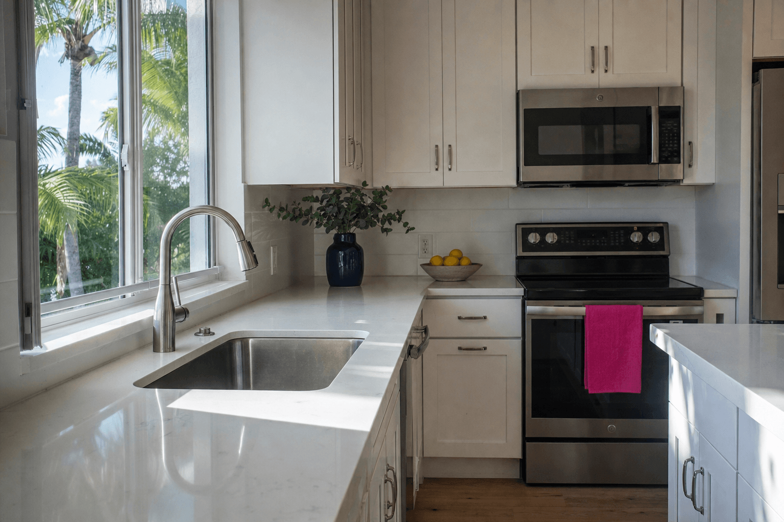Kitchen before and after a M.I.L. Cleaners visit, after